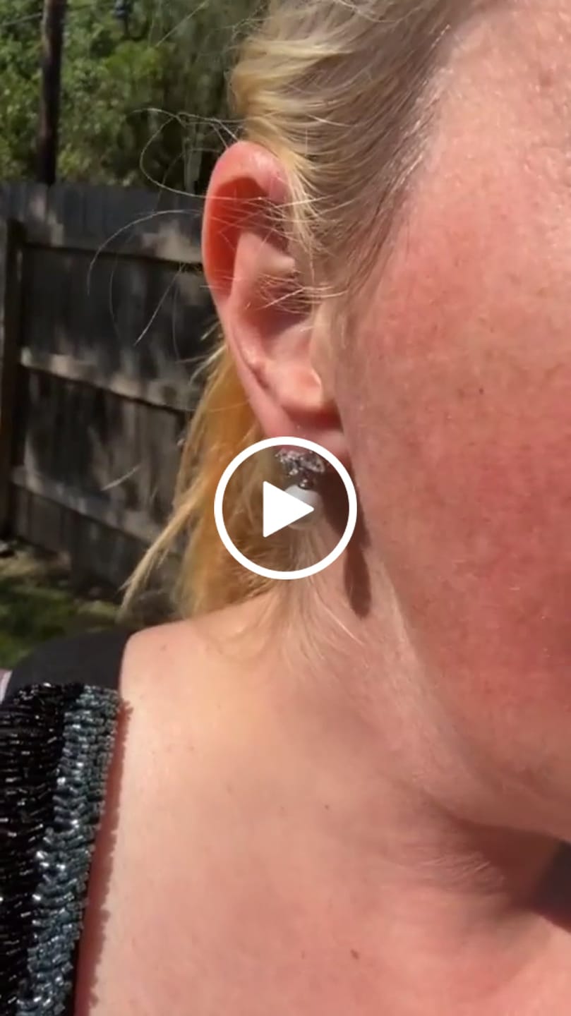 Customer video review of Oakley 18k White Gold Plated Silver Drop Pearl Earrings with Swarovski Crystals
