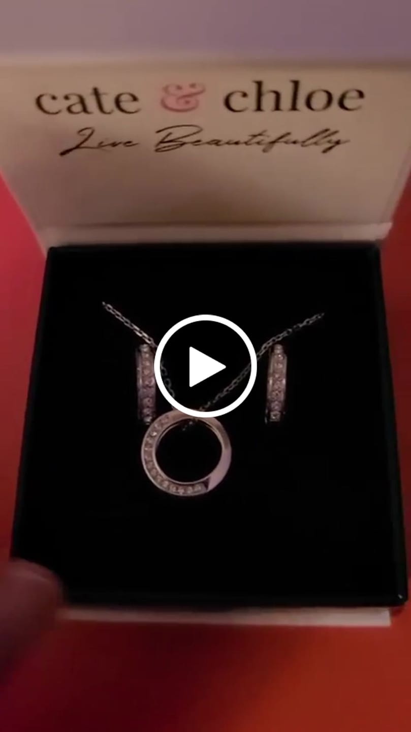 Customer video review of Viviana 18k White Gold Plated Hoop Pendant Necklace with Swarovski Crystals