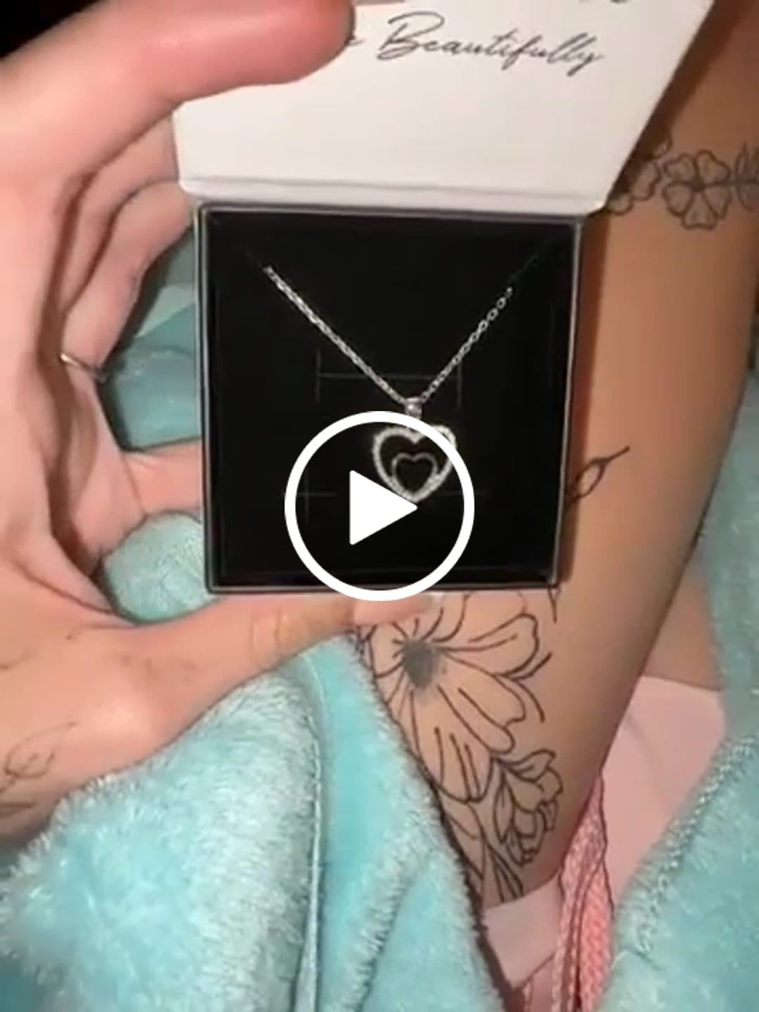 Customer video review of Amorette 18k White Gold Plated Necklace with Simulated Diamond Crystals & Heartfelt Message for Daughter