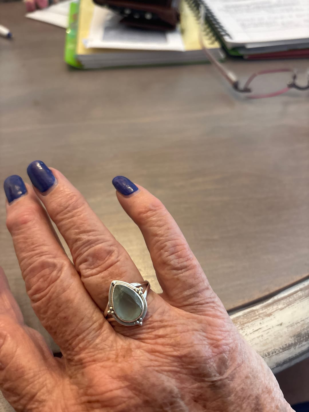 Customer photo review of Teardrop Aquamarine Ring Sterling Silver
