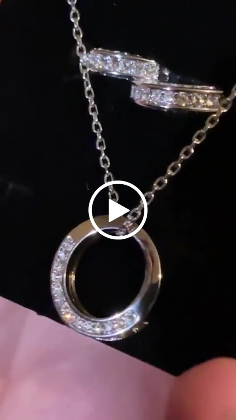 Customer video review of Viviana 18k White Gold Plated Hoop Pendant Necklace with Swarovski Crystals