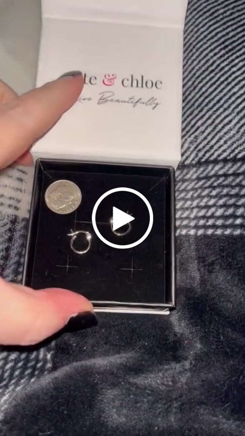 Customer video review of Monica 18k White Gold Plated 10mm/40mm/50mm Hoop Earrings