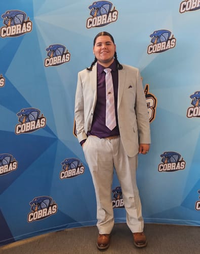 Customer photo review of Pink Blue Paisley Silk Tie Hanky Cufflinks Set