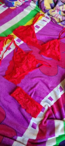 Customer photo review of Sexy Erotic Lingerie Women Bra And Panty Garters 3pcs See Through Lingerie Sets Sexy Women's Underwear Set Female Sexy Costumes