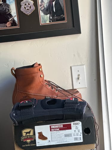 Customer photo review of Irish Setter Men's Wingshooter XD Brown Soft Toe Work Boot 83667