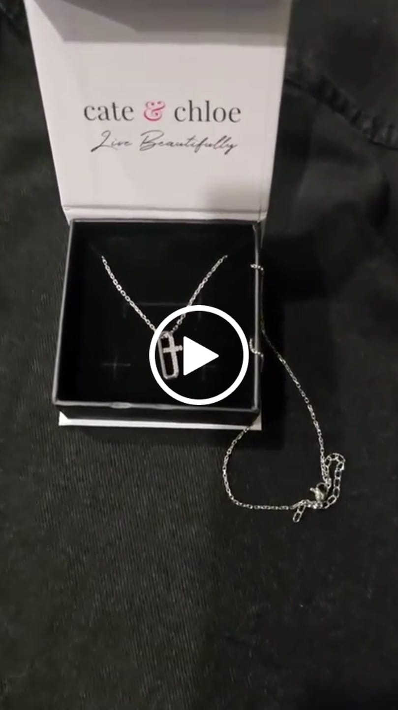 Customer video review of Lona 18k White Gold Plated Silver Cross Necklace with Swarovski Crystals