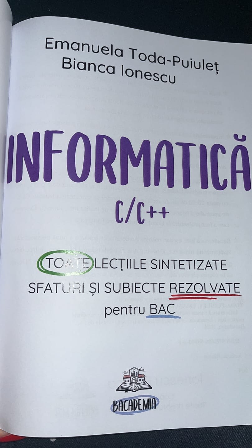 Customer photo review of Carte Informatică Bacalaureat C/C++ Bacademia
