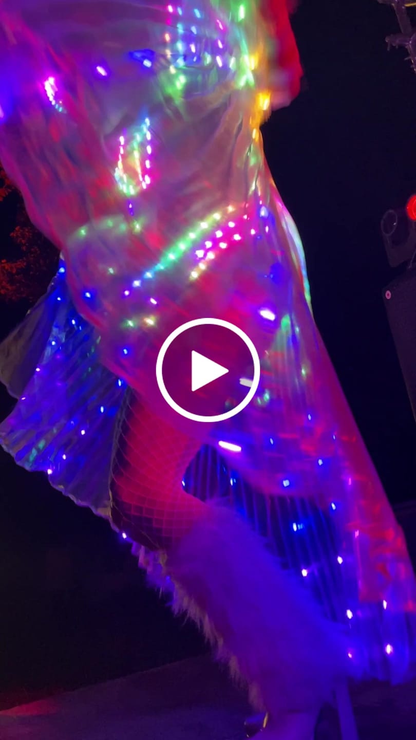 Customer video review of LED Female Warrior Suits Luminous Costume Suits Light Clothing for Women Ballroom Dance Glowing Dress China Ladies Accessories