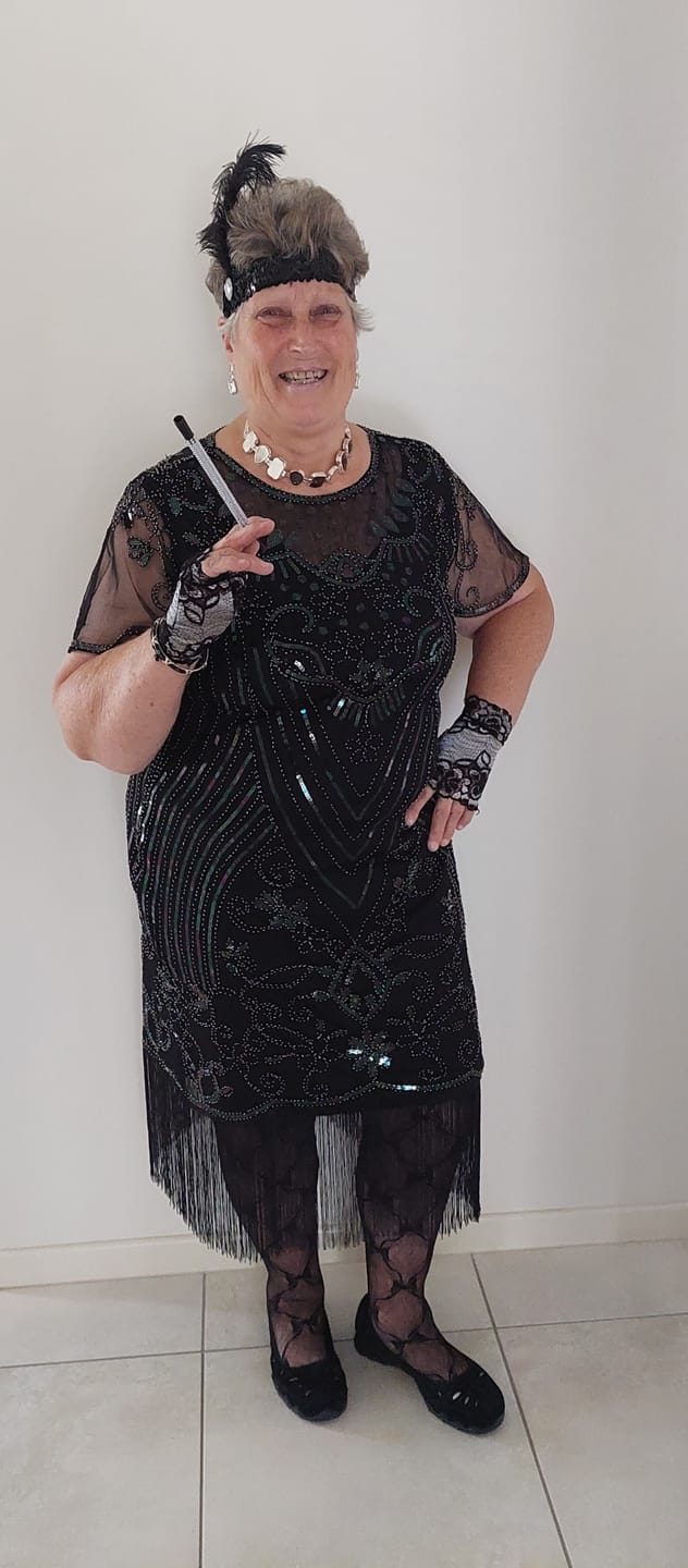 Customer photo review of Plus Size Halle Flapper Dress - Black & Silver