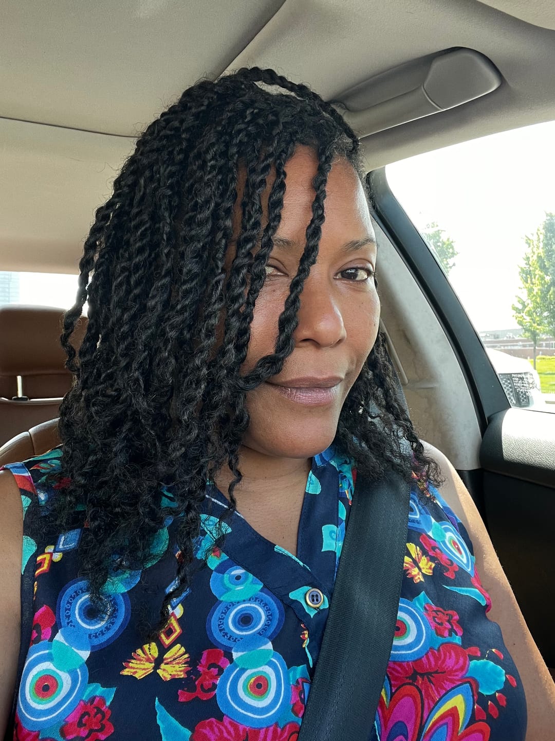 Customer photo review of Upgraded Natural Color Afro Kinky Bulk Human Hair (50g per pack)