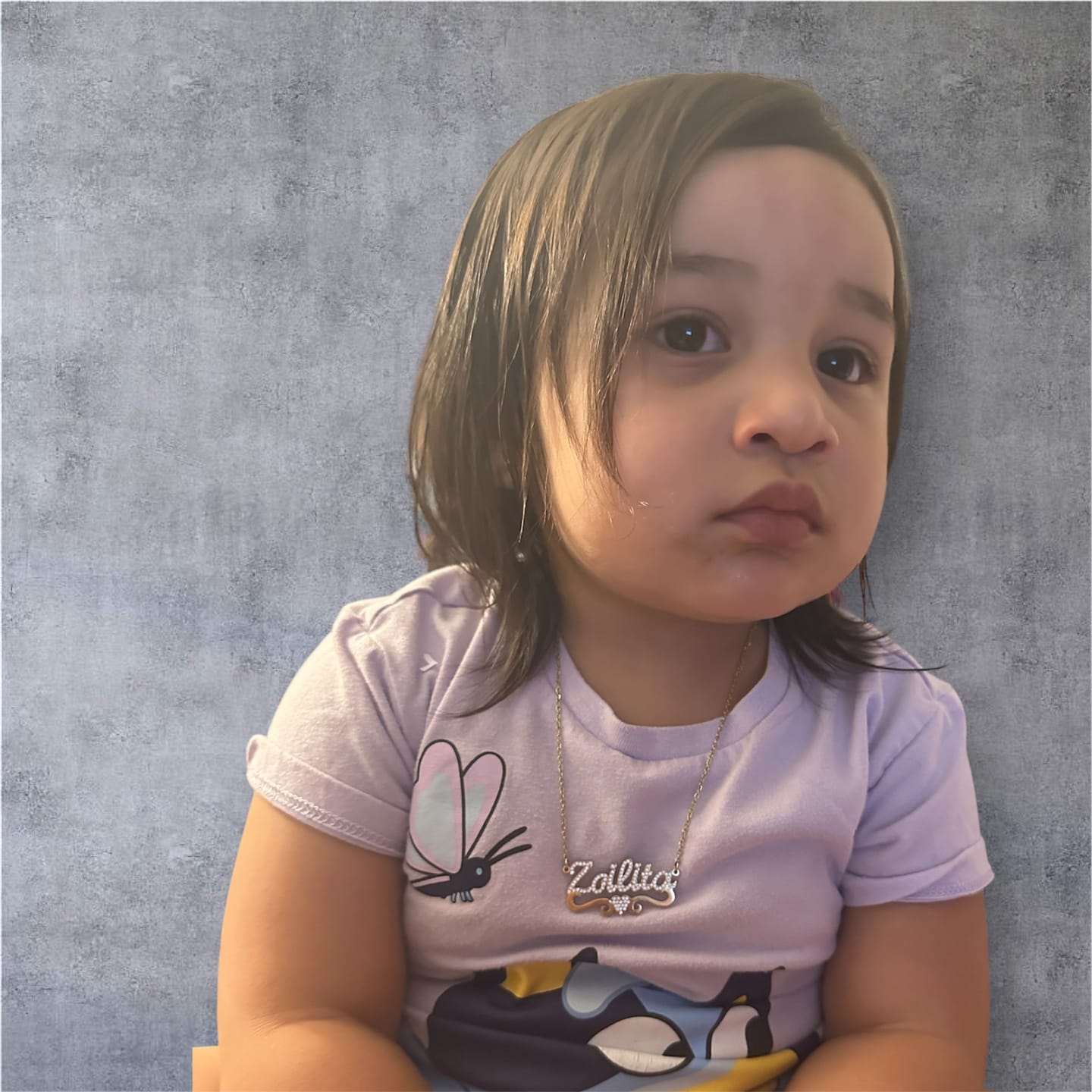 Customer photo review of Kids Iced Heart Name Necklace