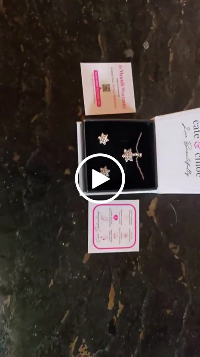 Customer video review of Sunny 18k White Gold Plated Necklace and Stud Earrings Jewelry Set with Swarovski Crystals
