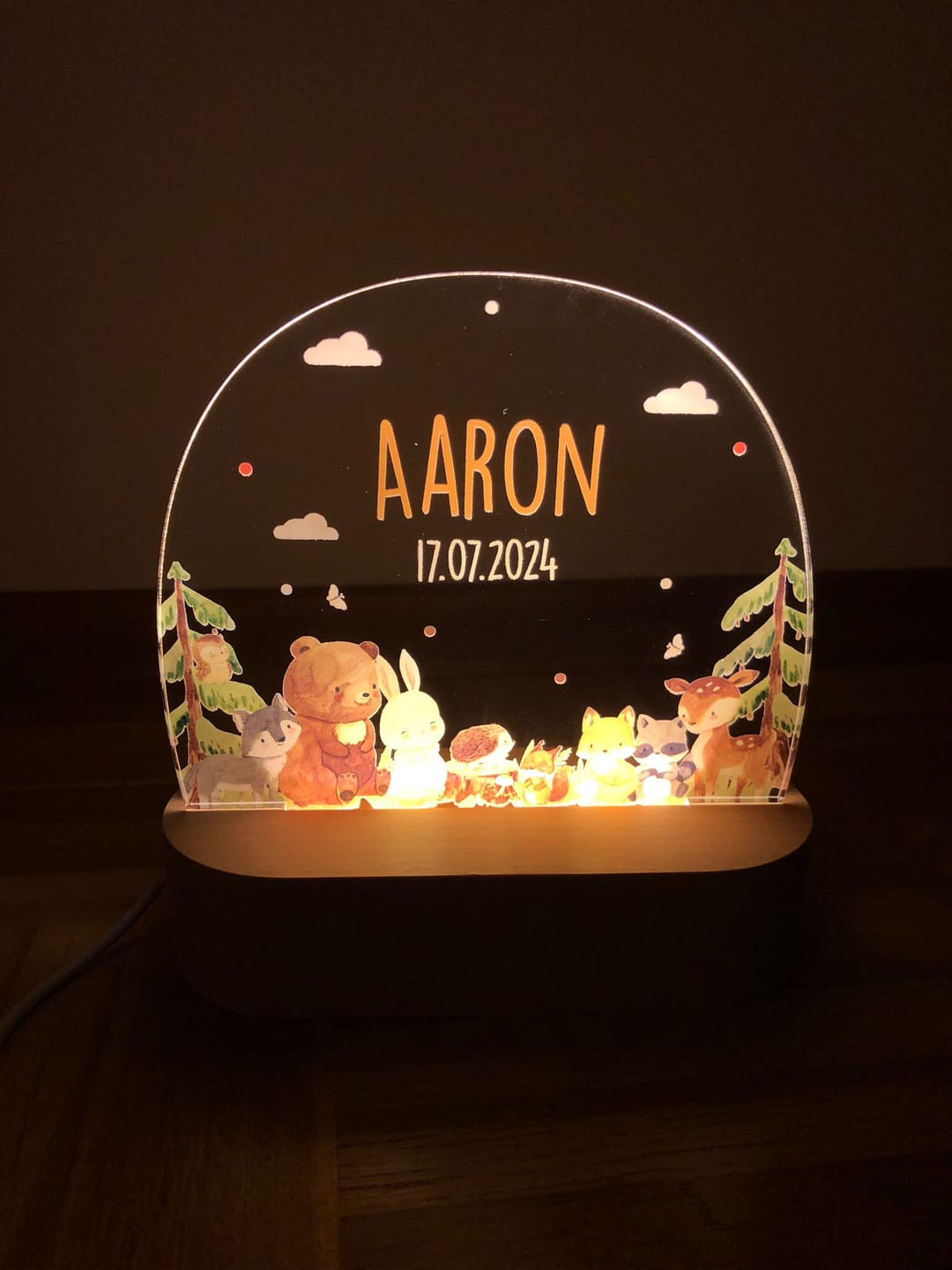 Customer photo review of Nachtlicht Kinder personalisiert - Niedliche Waldtiere