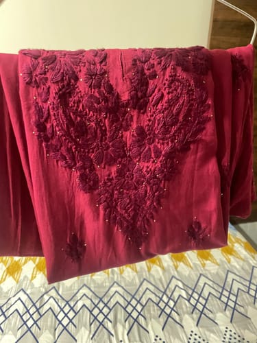 Customer photo review of Maroon 2 piece Rayon Mukaish set