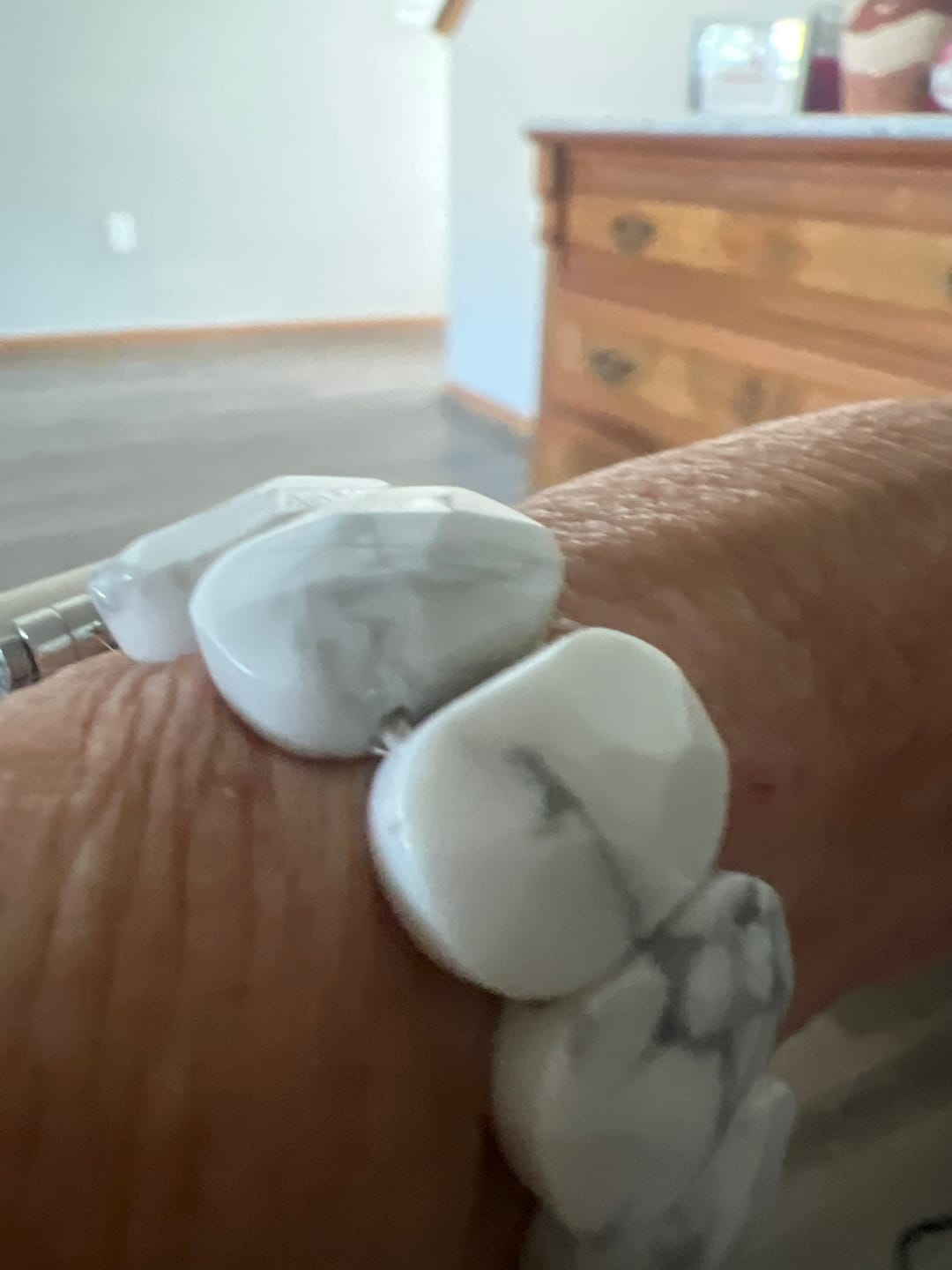 Customer photo review of Whimsical Howlite Stretch Apple Watch Strap