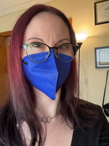 Customer photo review of KN95 Respirator Face Mask Cone Shape - Royal Blue
