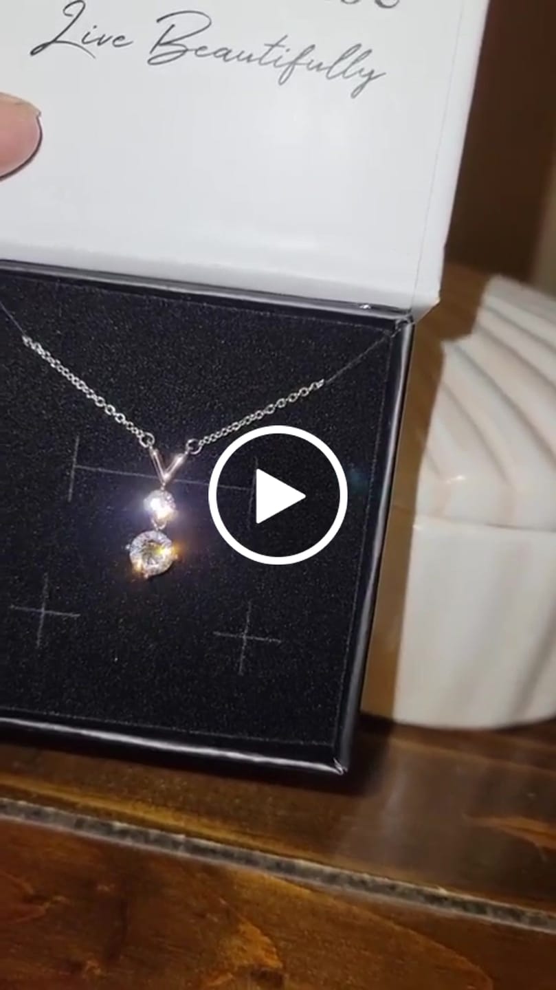 Customer video review of Andy 18k White Gold Plated 2-Stone Pendant Necklace with Swarovski Crystals