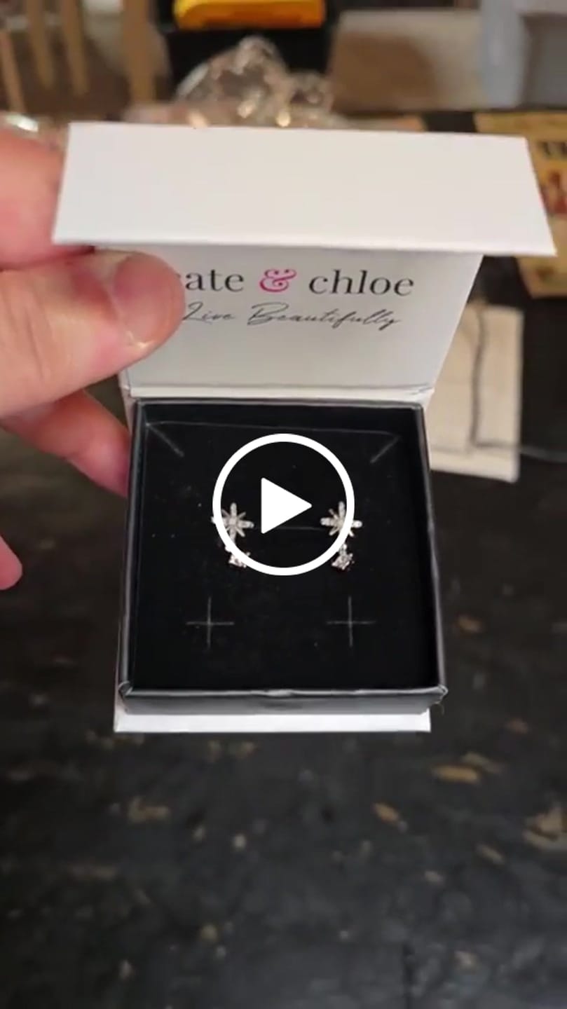 Customer video review of Harlow 18k White Gold Plated Silver Stud Drop Earrings with Swarovski Crystals