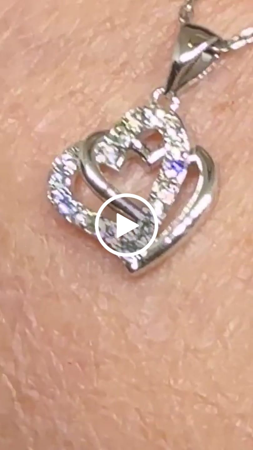 Customer video review of Angela 18k White Gold Plated Silver Double Heart Necklace with Swarovski Crystals
