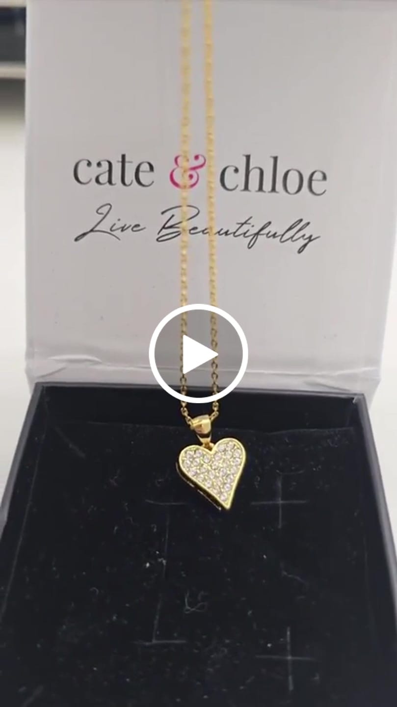 Customer video review of Cecilia 18k White Gold Plated Heart Pendant Necklace with Swarovski Crystals