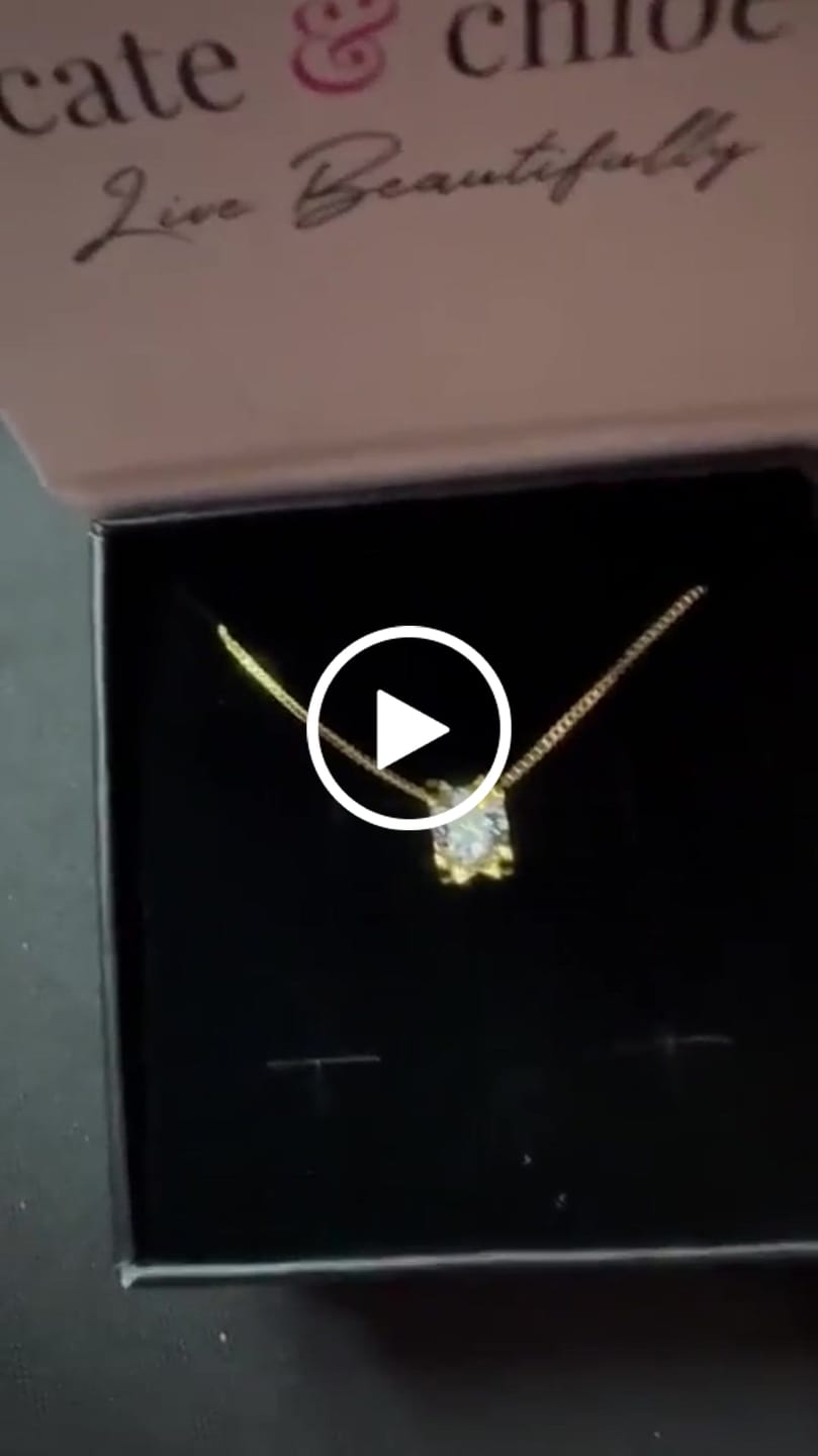 Customer video review of Clara 18k White Gold Plated Pendant Necklace with Solitaire Round Cut Swarovski Crystal