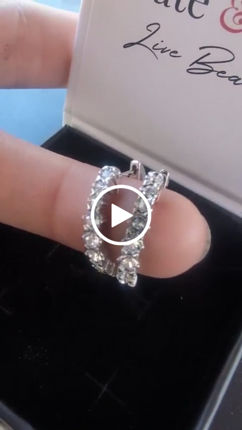 Customer video review of Claire 18k White Gold Plated 20mm Hoop Earrings with Swarovski Crystals
