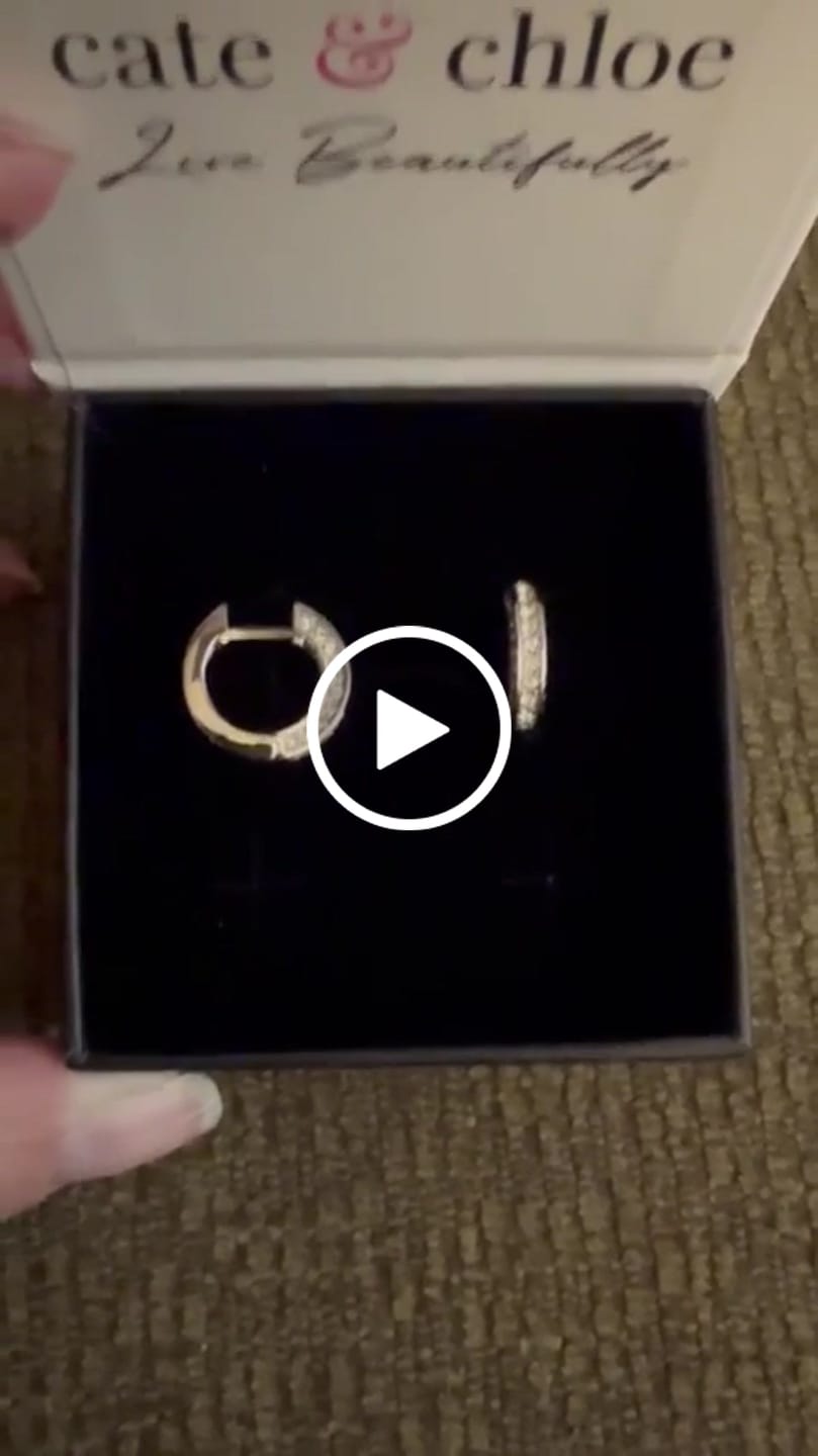 Customer video review of Viviana 18k White Gold Plated 17mm Hoop Earrings with Swarovski Crystals