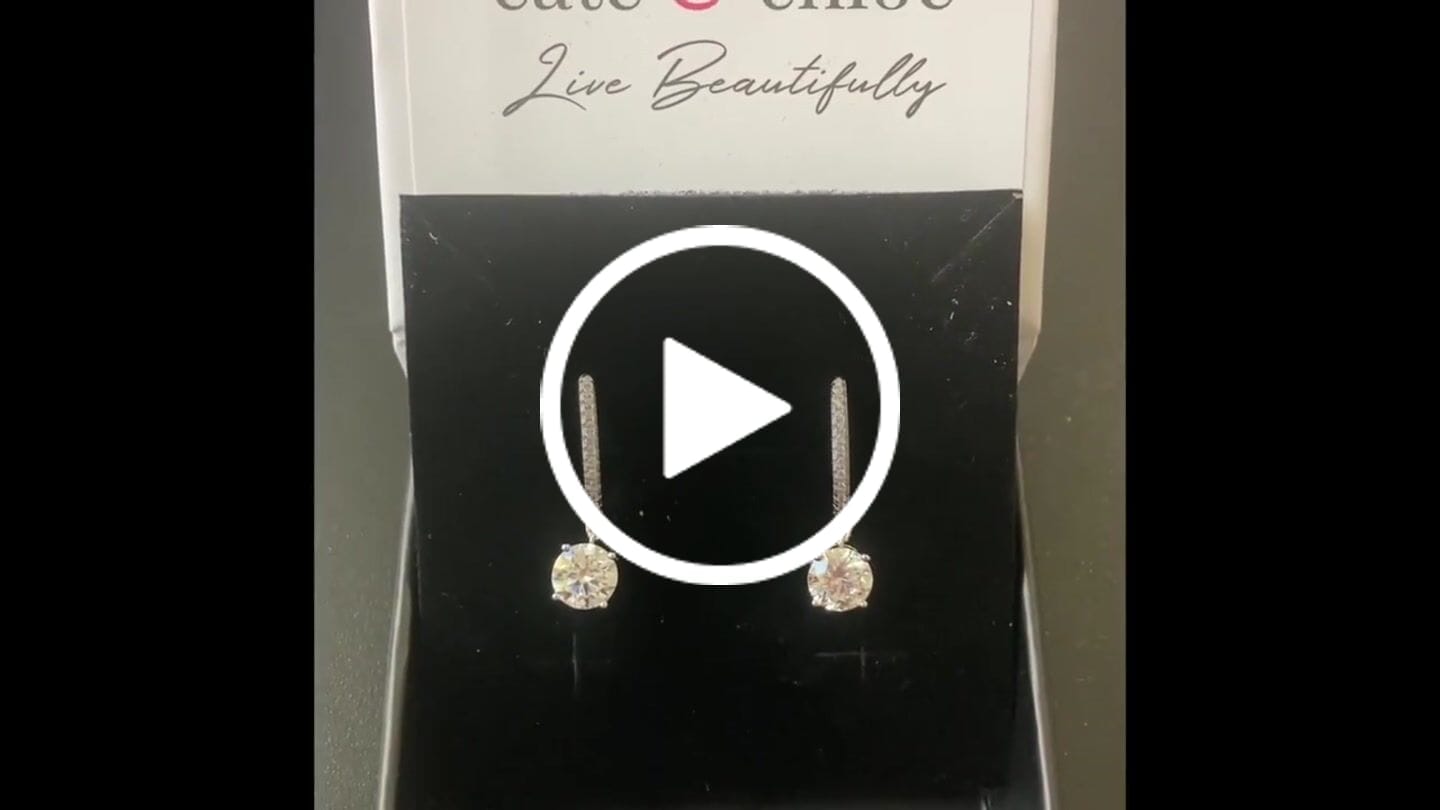 Customer video review of Moissanite by Cate & Chloe Finley 18k Gold Plated 925 Sterling Silver Dangle Earrings 2.13tcw