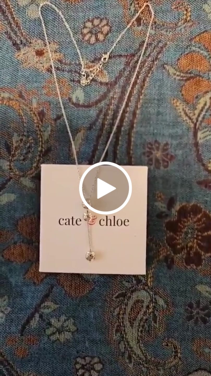Customer video review of Sloane 18k White Gold Plated Drop Necklace with Swarovski Crystals