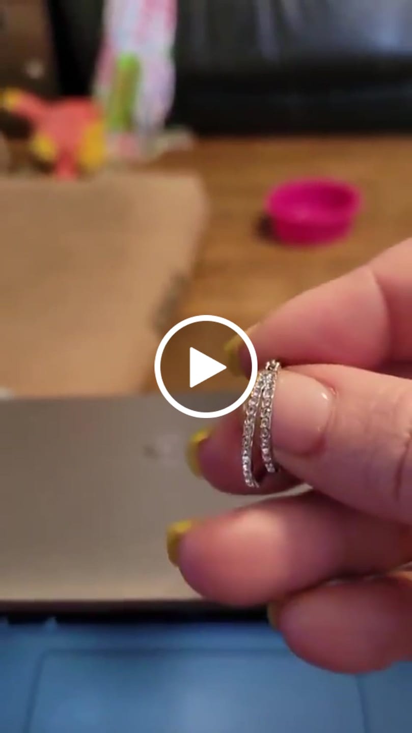 Customer video review of Corina 18k White Gold Plated 20mm Hoop Earrings with Swarovski Crystals