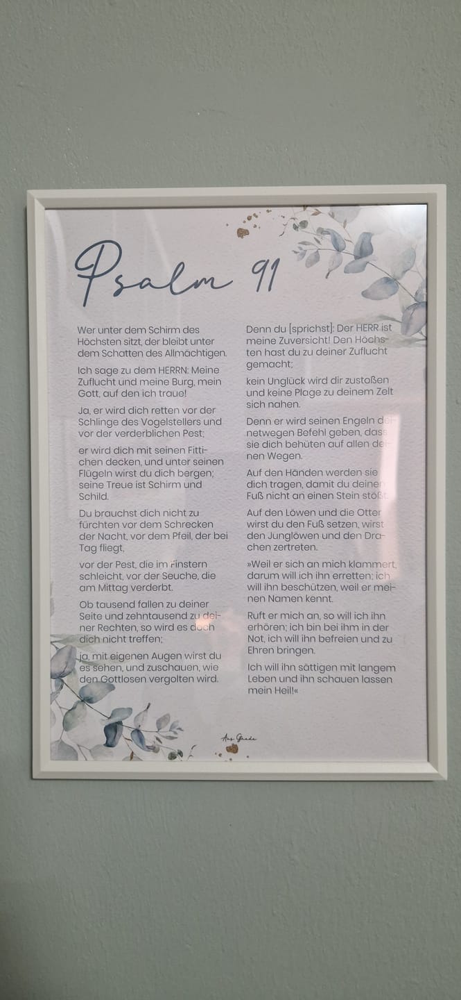 Customer photo review of Poster "Psalm 91 - Pflanzen" · A4 / A3 · Bibelvers Deutsch