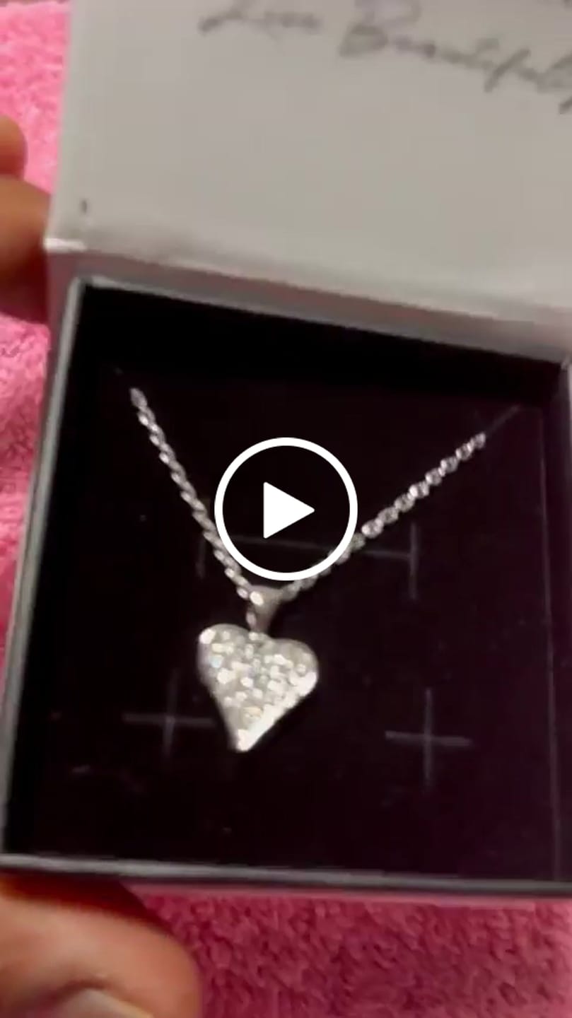 Customer video review of Cecilia 18k White Gold Plated Heart Pendant Necklace with Swarovski Crystals