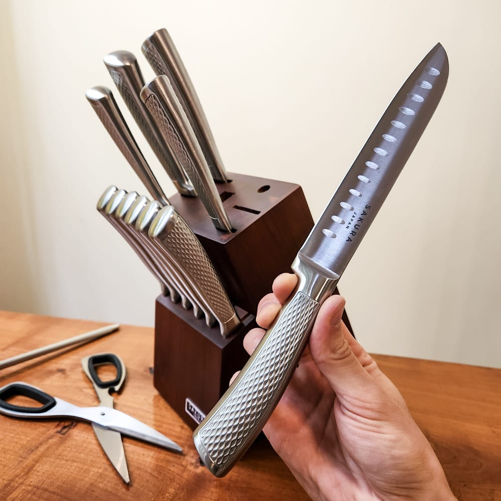 Customer photo review of Taco de Cuchillos Sakura De Acero Inoxidable 14 Pz