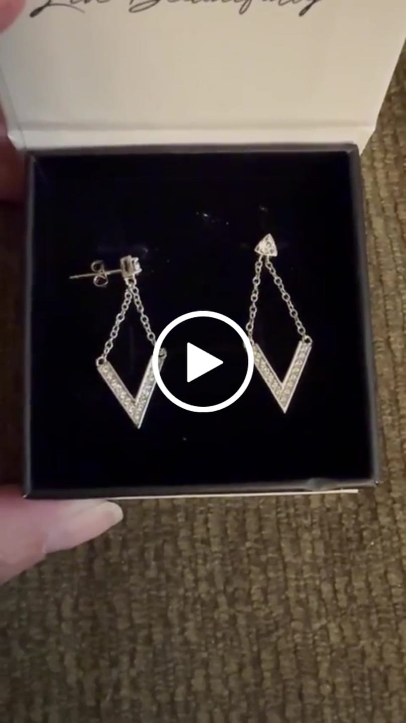 Customer video review of Francesca 18k White Gold Plated Dangle Earrings with Swarovski Crystals - Fab Fav
