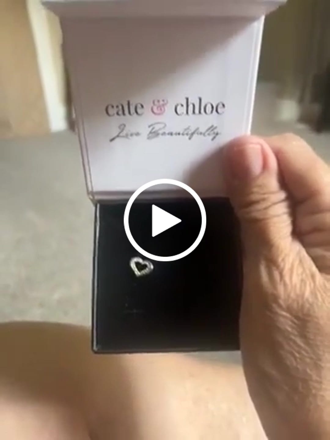 Customer video review of Dominique 18k White Gold Plated Silver Heart Stud Earrings with Swarovski Crystals