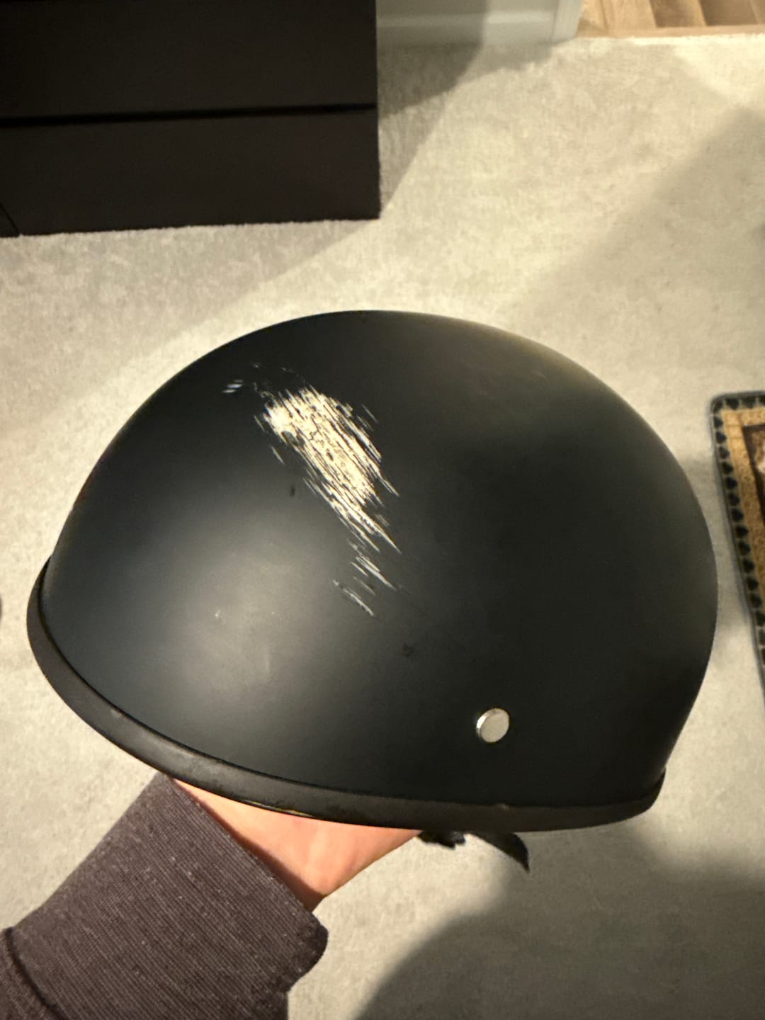 Customer photo review of World's Smallest & Lightest DOT Open Beanie Helmet - Matte Black