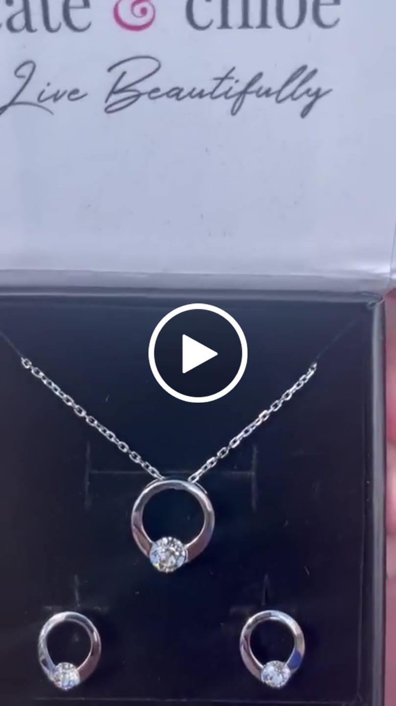 Customer video review of Dahlia 18k White Gold Plated 13mm Hoop Necklace with Swarovski Crystal