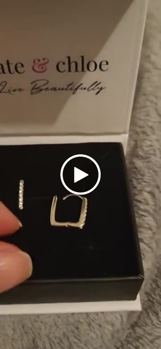 Customer video review of Phoebe 18k White Gold Plated 14mm Hoop Earrings with Swarovski Crystals