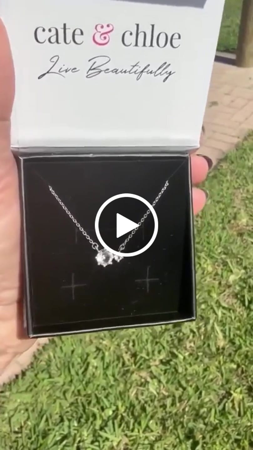 Customer video review of Emma 18k White Gold Plated 2-Stone Pendant Necklace with  Swarovski Crystals