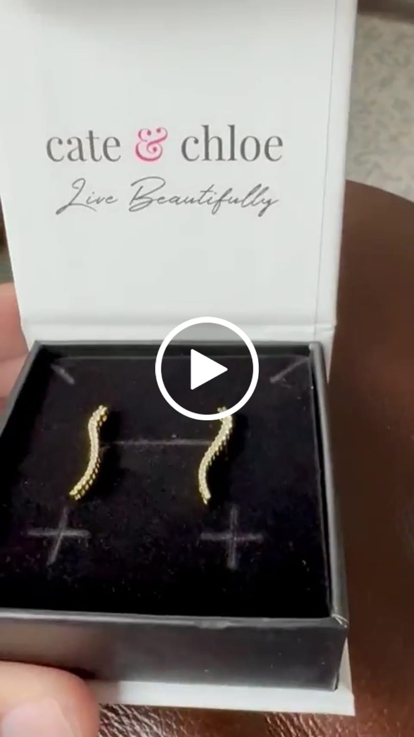 Customer video review of Isabella 18k White Gold Plated Sterling Silver Ear Climber Earrings with Simulated Diamond Crystals