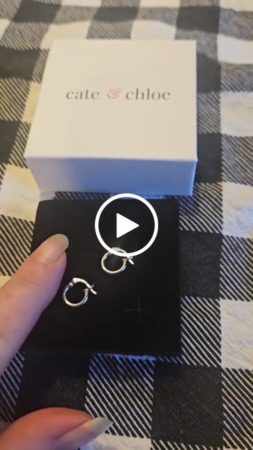 Customer video review of Monica 18k White Gold Plated 10mm/40mm/50mm Hoop Earrings
