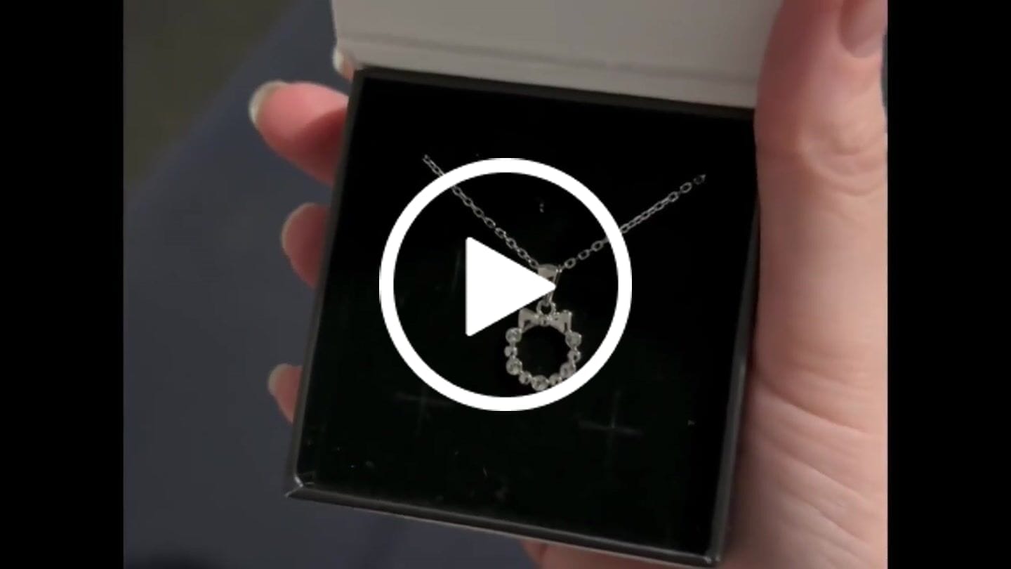 Customer video review of Edith 18k White Gold Plated Silver Ribbon Necklace with Swarovski Crystals