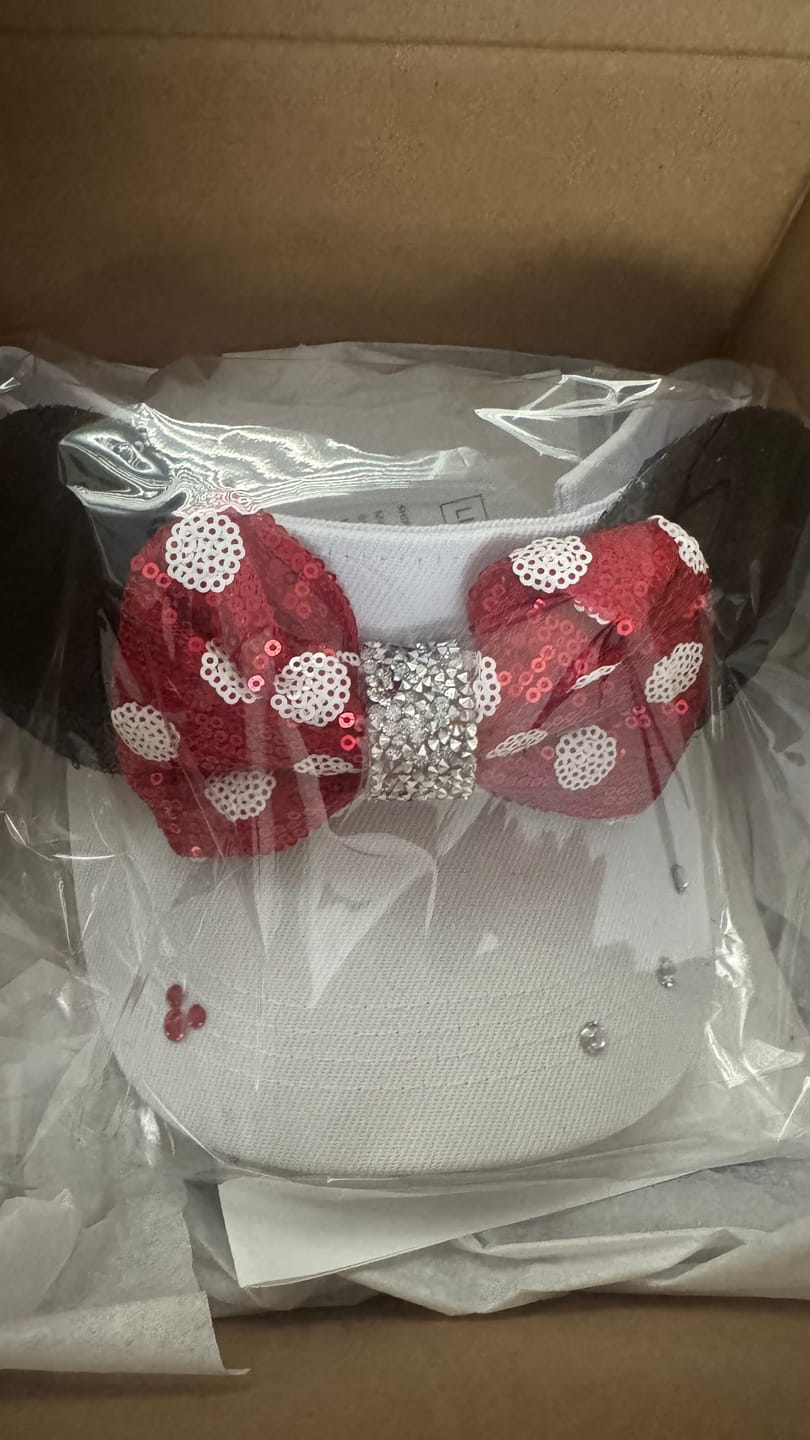 Customer photo review of Minnie Bow White Visor
