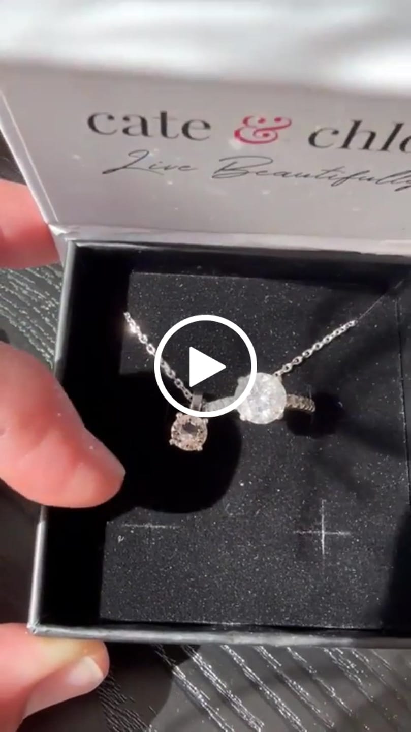 Customer video review of Araylia 18k White Gold Plated Necklace with Solitaire Round Cut Swarovski Crystal