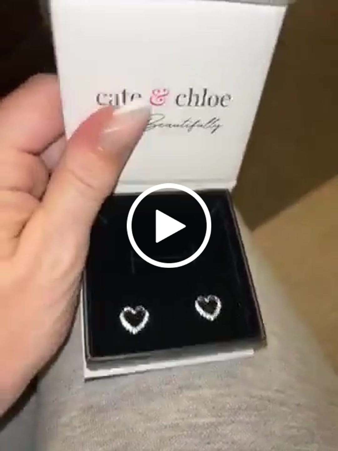 Customer video review of Chelsea 18k White Gold Plated Silver Heart Stud Earrings with Swarovski Crystals