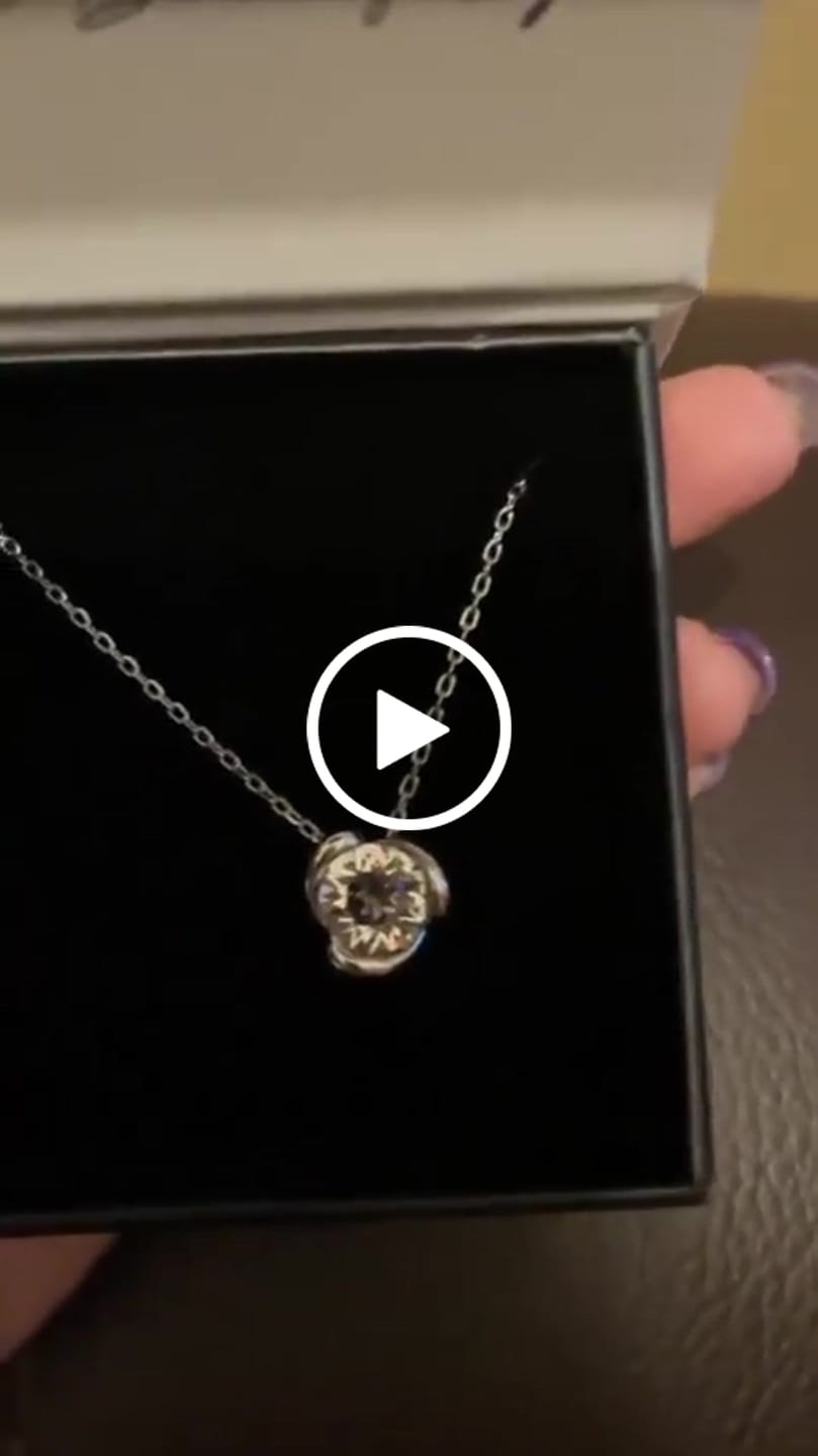 Customer video review of Harmony 18k White Gold Plated Necklace with Round Cut Solitaire Swarovski Crystal
