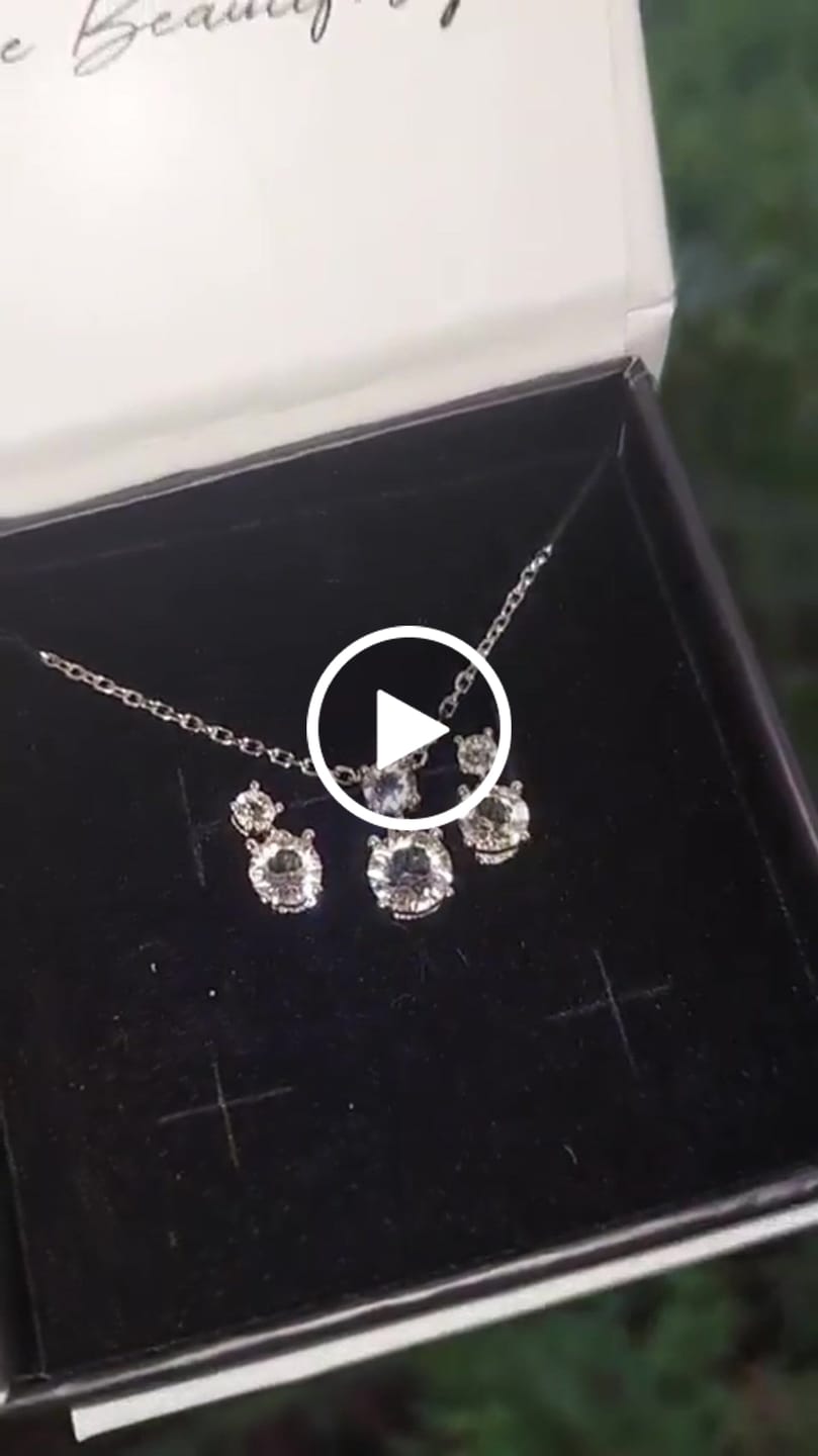 Customer video review of Jasmine 18k White Gold Plated Drop Necklace with Swarovski Crystals