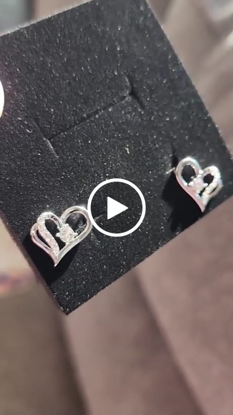 Customer video review of Kara 18k White Gold Plated Silver Heart Stud Earrings with Swarovski Crystals