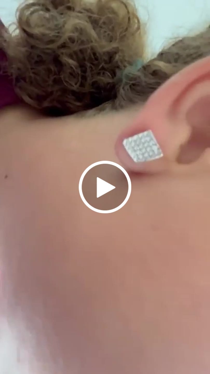 Customer video review of Lennon 18k White Gold Plated Diamond Shaped Stud Earrings with Swarovski Crystals