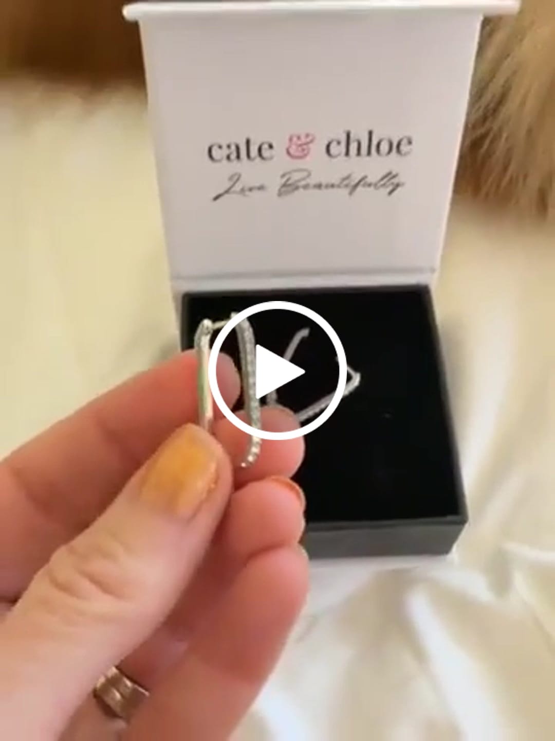 Customer video review of Nadia 18k White Gold Plated 24mm Hoop Earrings with Swarovski Crystals